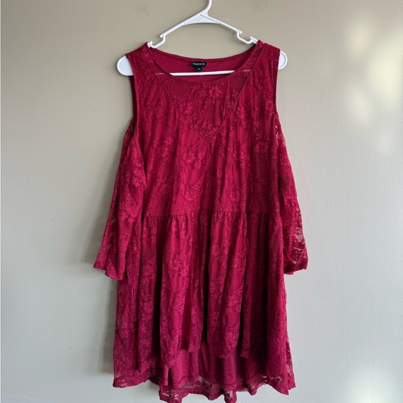 Torrid Red Lace Cold Shoulder Blouse - Picture 2 of 9